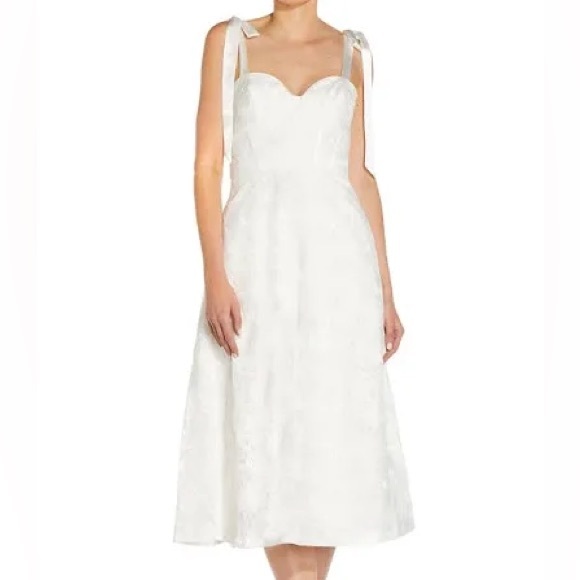 AIDAN MATTOX Embroidered Corset Cocktail
Midi Dress In Ivory - Picture 4 of 6